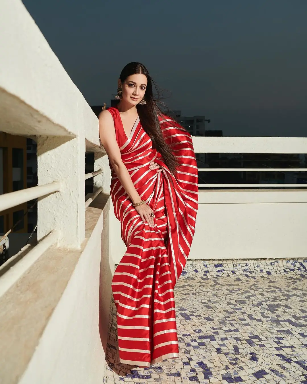 Dia Mirza In North Indian Traditional Red Saree Blouse